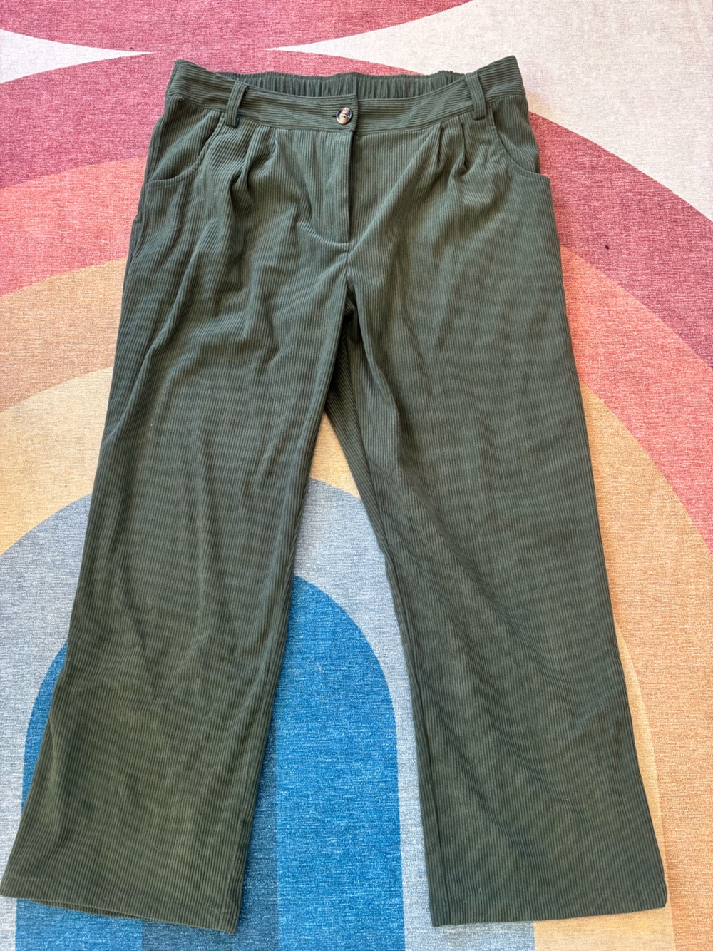 HALARA Olive Green Wide-Leg Ribbed Pants